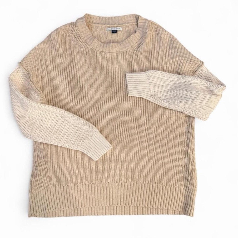 American Eagle Women's Beige/Cream Oversized Chunky Knit Boho Sweater- Size S*